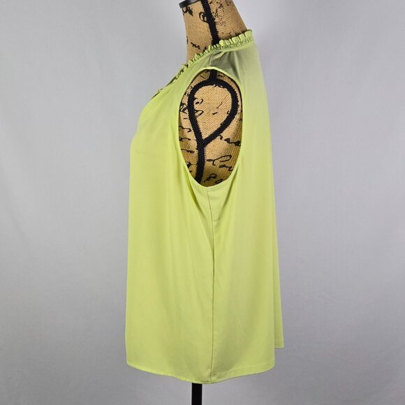 Ann Taylor Factory Green Sleeveless Blouse‎ Medium Tie Neck Minimalist Chic - Picture 2 of 11